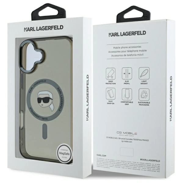 Karl Lagerfeld KLHMP16MHLSKIK Apple iPhone 16 Plus hardcase IML Metal Karl Head MagSafe black