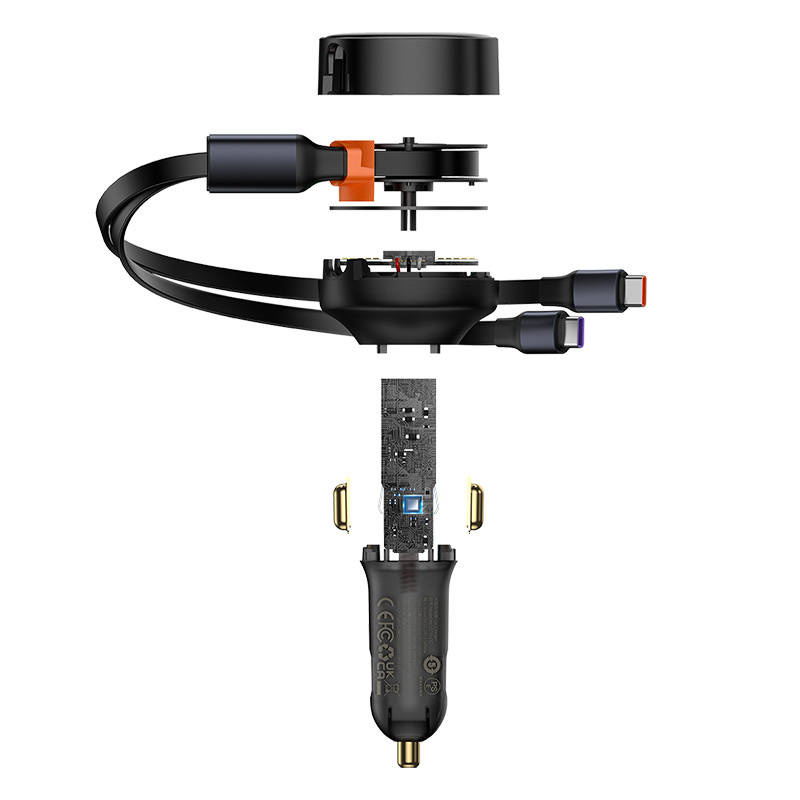 Baseus Enjoyment Car Charger 33W + USB-C cables (black)