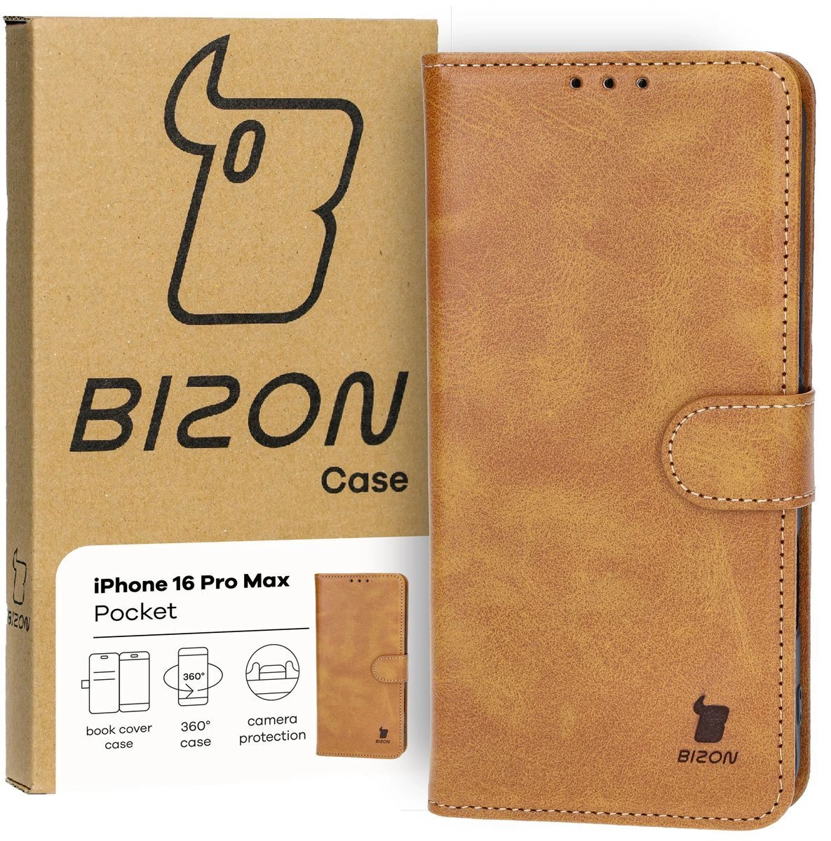 Bizon Case Pocket Apple iPhone 16 Pro Max brown