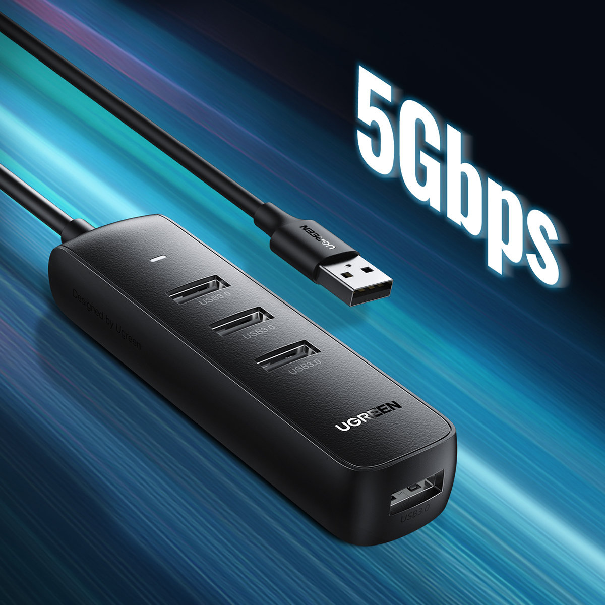 UGREEN CM416 4-in-1 USB HUB - 4x USB Type A 3.0 PD DC 12V 0.25m black