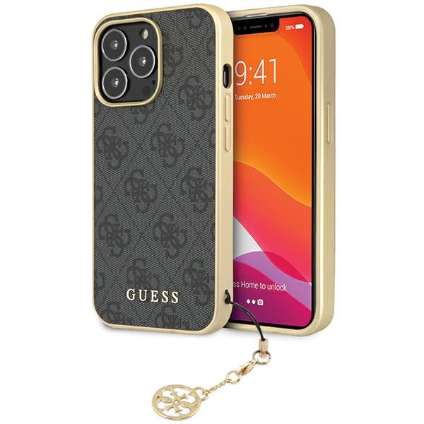 Guess GUHCP14LGF4GGR Apple iPhone 14 Pro gray hardcase 4G Charms Collection