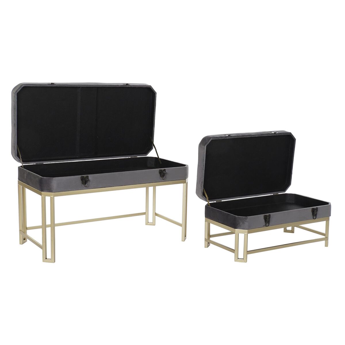 Hocker DKD Home Decor   Grau Gold Metall (80 x 40 x 47 cm)