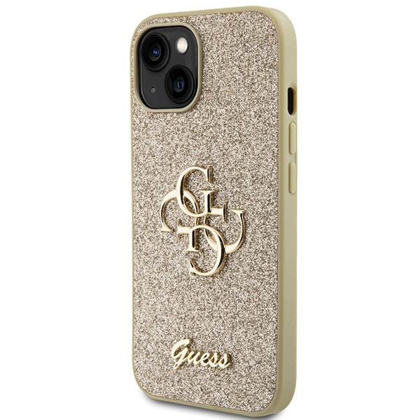 Guess GUHCP15SHG4SGD Apple iPhone 15 hardcase Glitter Script Big 4G gold