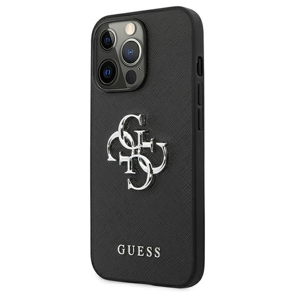 Guess GUHCP13LSA4GSBK Apple iPhone 13 Pro black hardcase Saffiano 4G Metal Logo