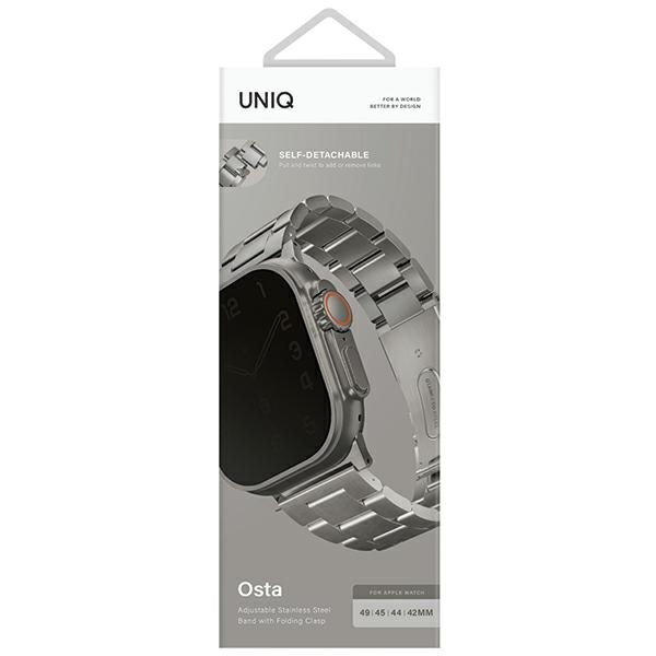 UNIQ Osta Apple Watch 4/5/6/7/SE/8/9/Ultra 44/45/49mm Stainless Steel titanium silver