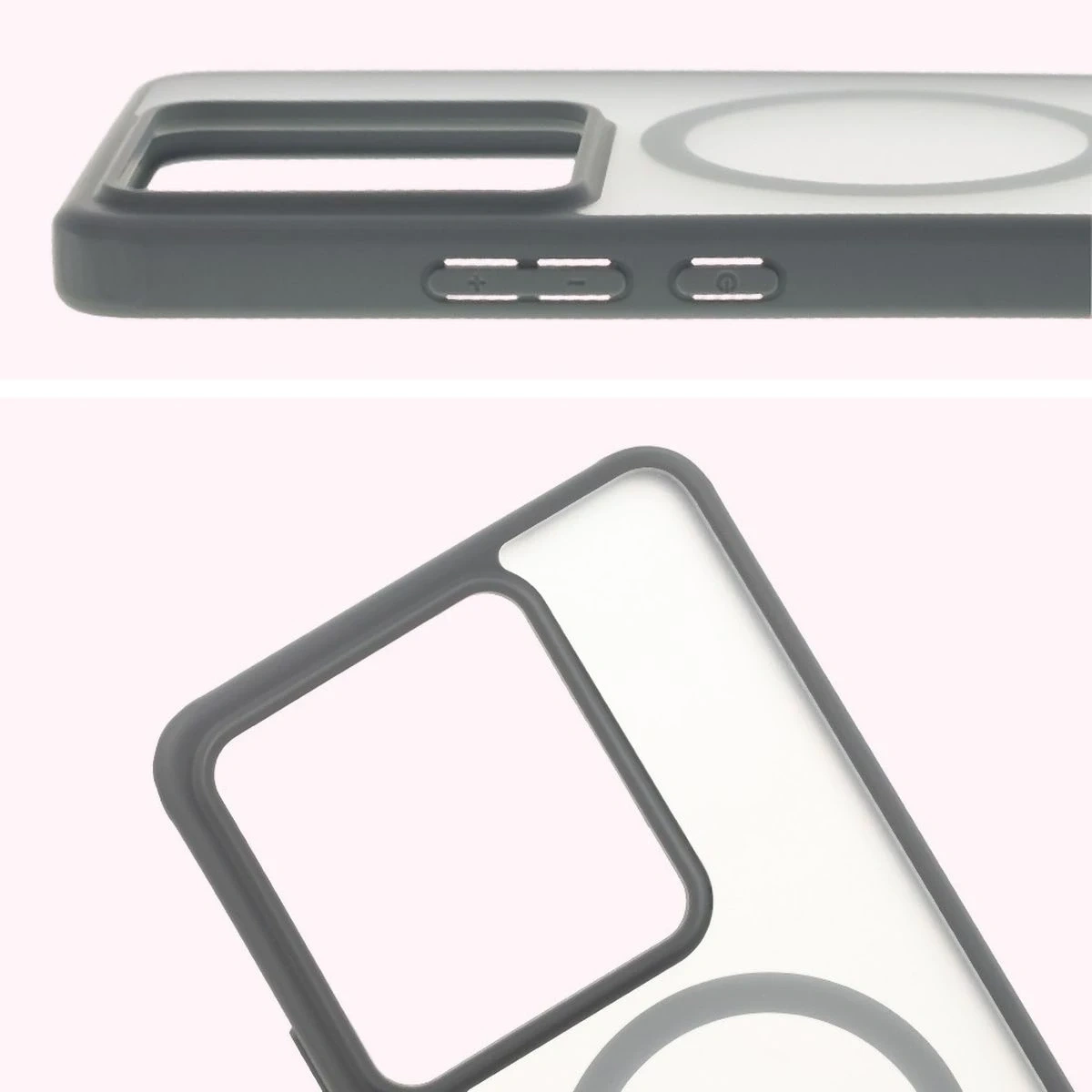 Etui z pierścieniem magnetycznym Bizon Case MatteO do Realme GT 7 / 7T przydymione-szare