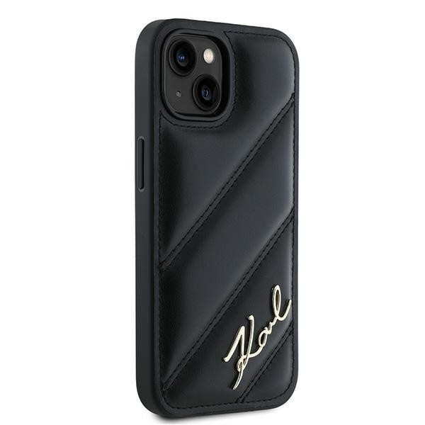 Karl Lagerfeld KLHCP15MPQDSMGK Apple iPhone 15 Plus / 14 Plus hardcase Diagonal Quilted Script black