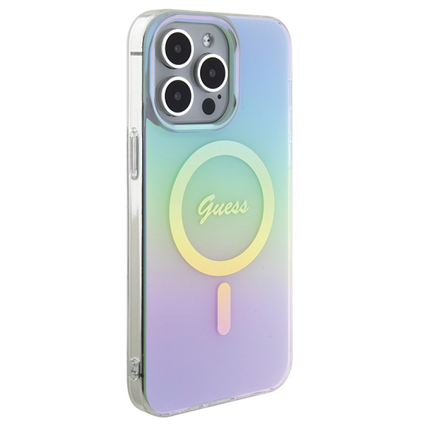 Guess GUHMP15LHITSQ Apple iPhone 15 Pro hardcase IML Iridescent MagSafe turquoise