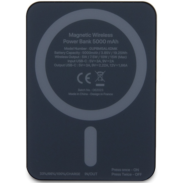 Karl Lagerfeld KLPBM5KIOTTGK 15W 5000mAh induction powerbank Outline Ikonik MagSafe black