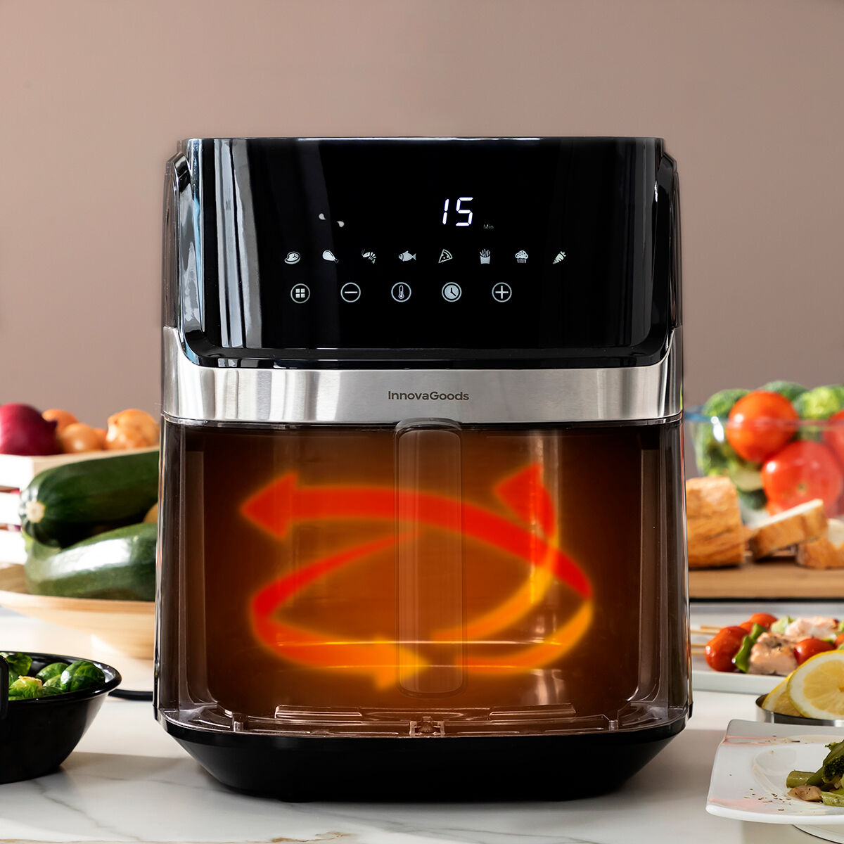 No-Oil Fryer InnovaGoods Fryinn Pro 5500 Black Stainless steel 1700 W 5,5 L No-Oil Fryer InnovaGoods Fryinn Pro 5500 Black Stainless steel 1700 W 5,5 L