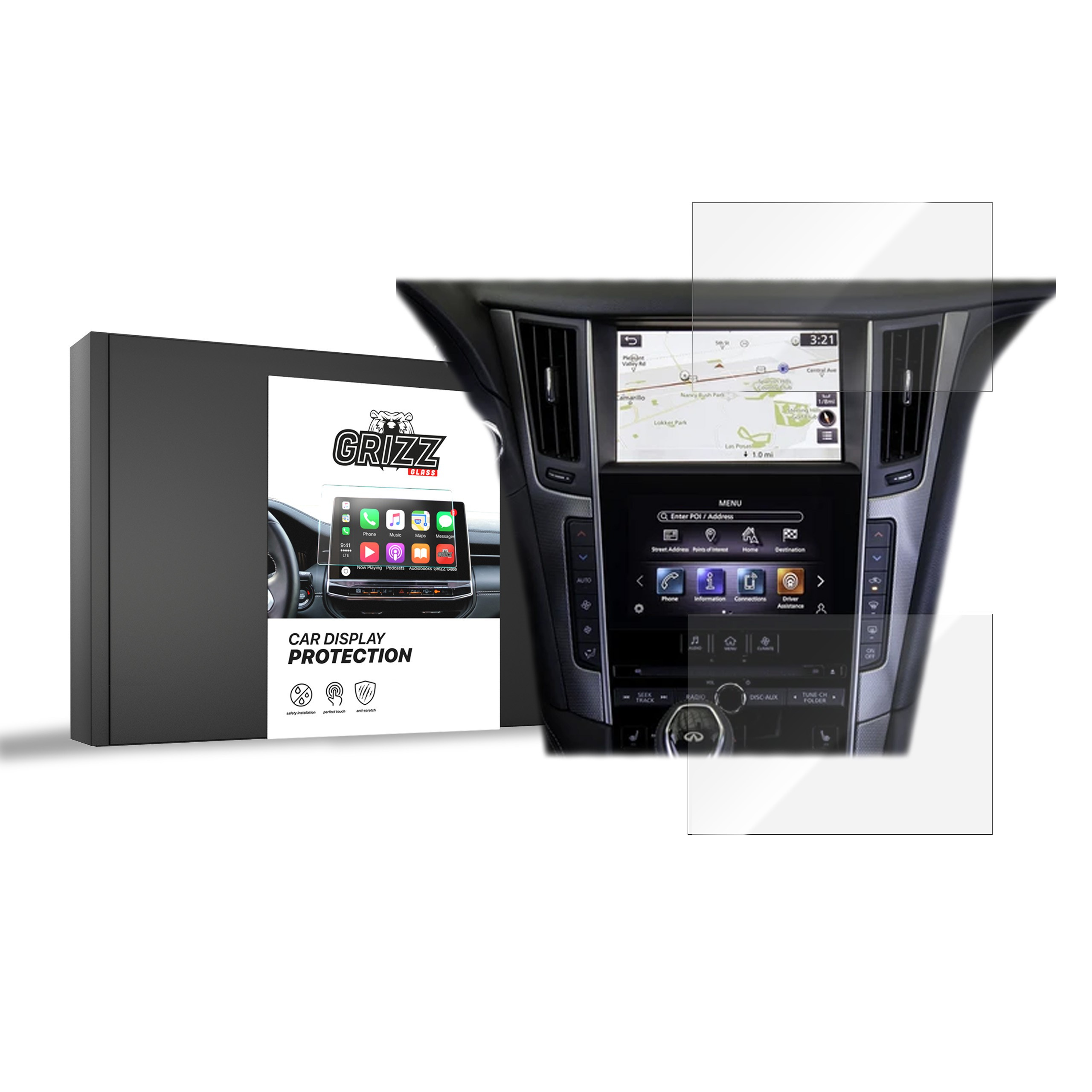 GrizzGlass CarDisplay Protection Infiniti Q60 2017-2020 [2 PACK]