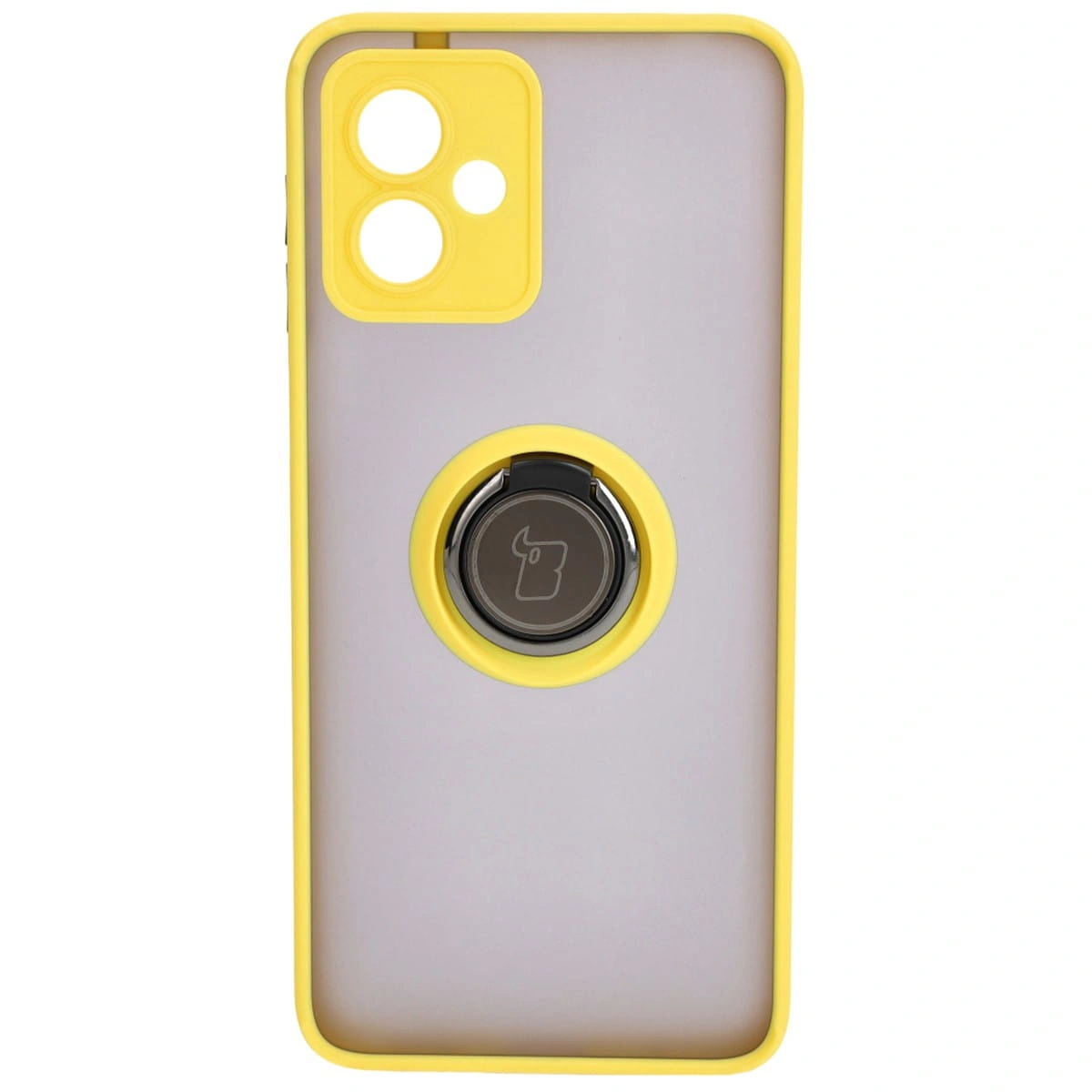 Bizon Case Hybrid Ring Motorola Moto G14 smoky with a yellow frame