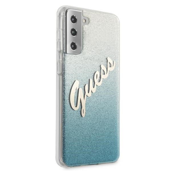 Guess GUHCS21MPCUGLSBL Samsung Galaxy S21+ Plus blue hardcase Glitter Gradient Script