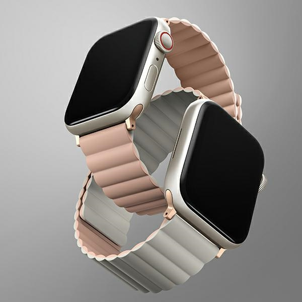 UNIQ Revix strap Apple Watch 4/5/6/7/SE/8/9/Ultra 44/45/49mm Reversible Magnetic pink-beige