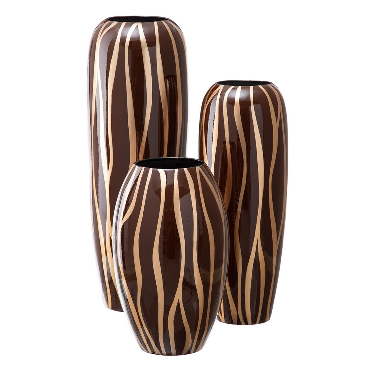 Vase Zebra Ceramic Golden Brown 18 x 18 x 48 cm