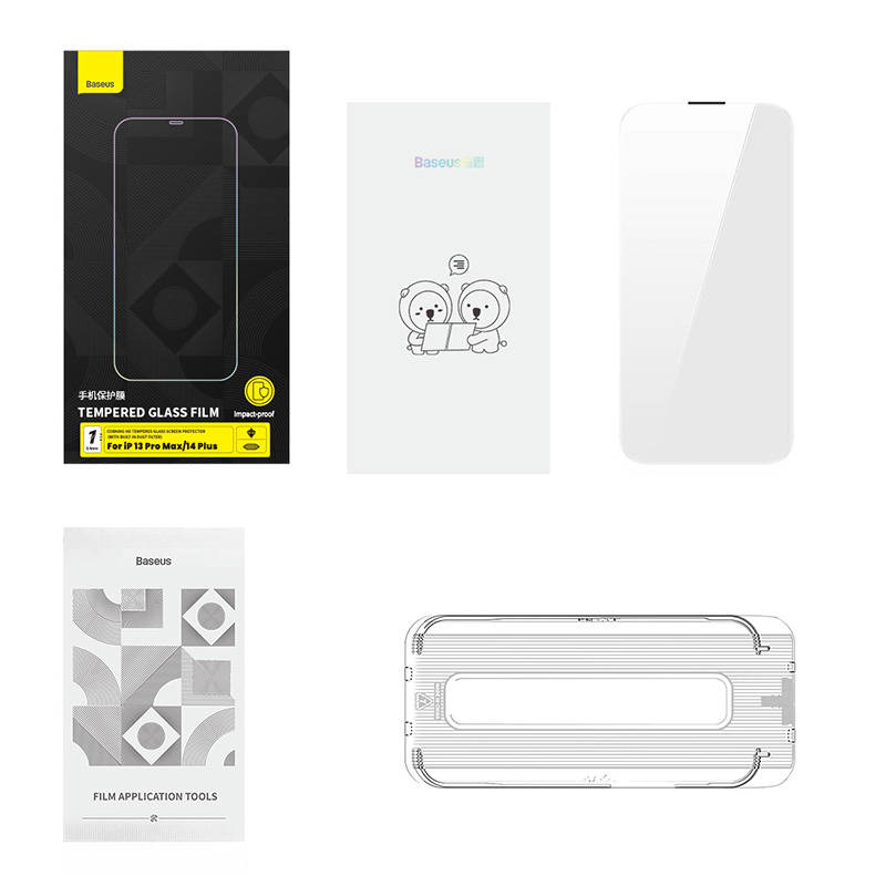 Baseus 0.4mm Corning HD Tempered Glass Apple iPhone 14 Plus/13 Pro Max + cleaner kit