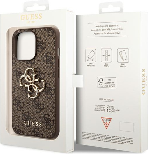 Guess GUHCP14X4GMGBR Apple iPhone 14 Pro Max brown hardcase 4G Big Metal Logo