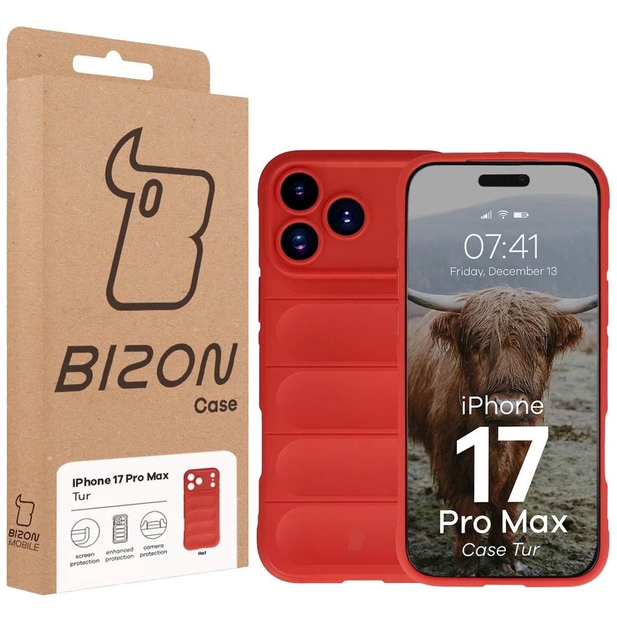 Pancerne etui Bizon Case Tur do Apple iPhone 17 Pro Max czerwone
