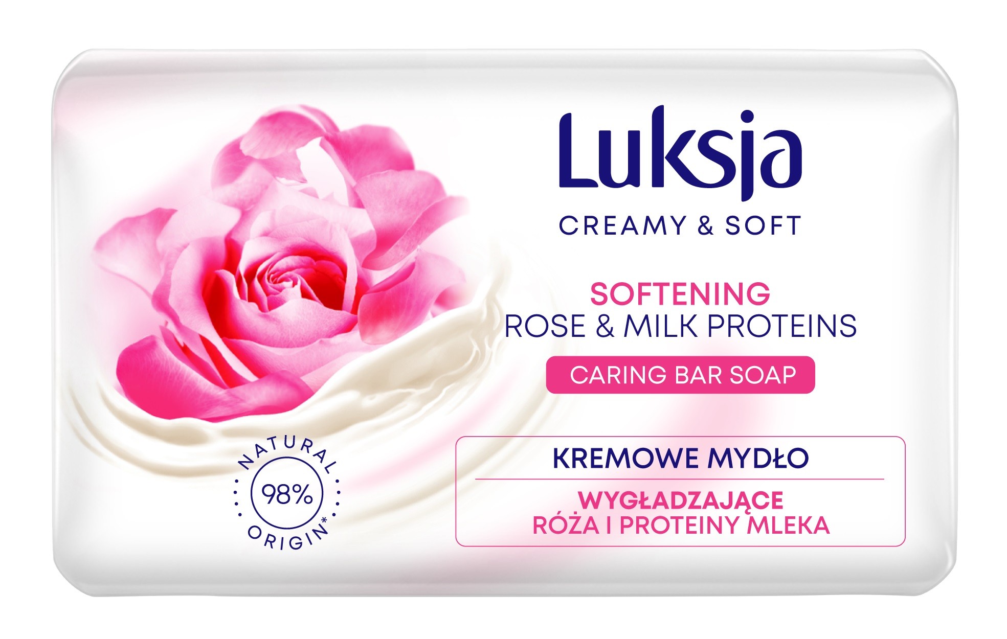 Luksja Creamy & Soft Wygładzające Kremowe Mydło w kostce Róża & Proteiny Mleka 90g