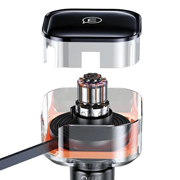 USAMS C41 2xUSB-C car charger with retractable cable PD 30W Fast Charge black