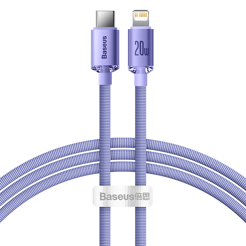USB-C do Lightning Baseus Crystal Cable, 20W, PD, 1.2m (purple)