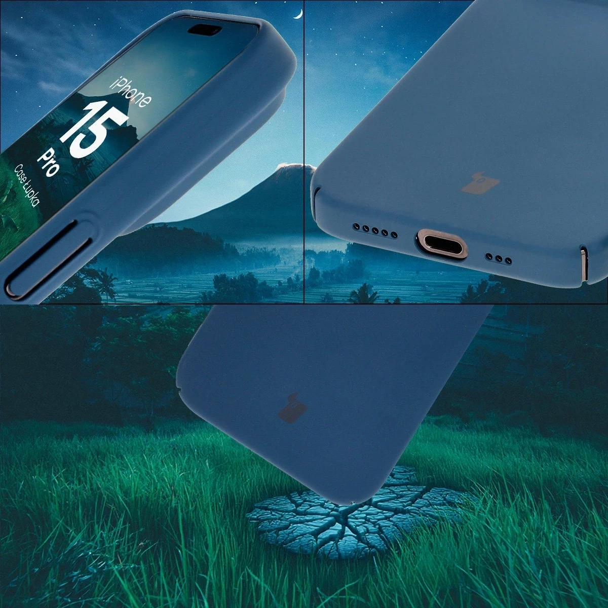 Etui Bizon Case Łupka do Apple iPhone 15 Pro niebieskie