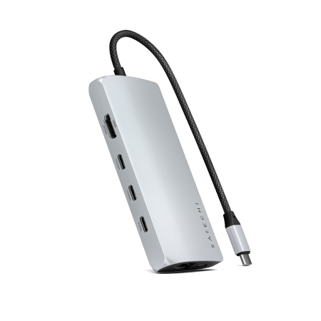 Satechi USB-C Multiport 8K adapter USB-C / USB-C, HDMI, 3xUSB-A 3.2 Gen 2 10Gbps, USB-A 3.2 Gen 1 5Gbps, SD/TF silver
