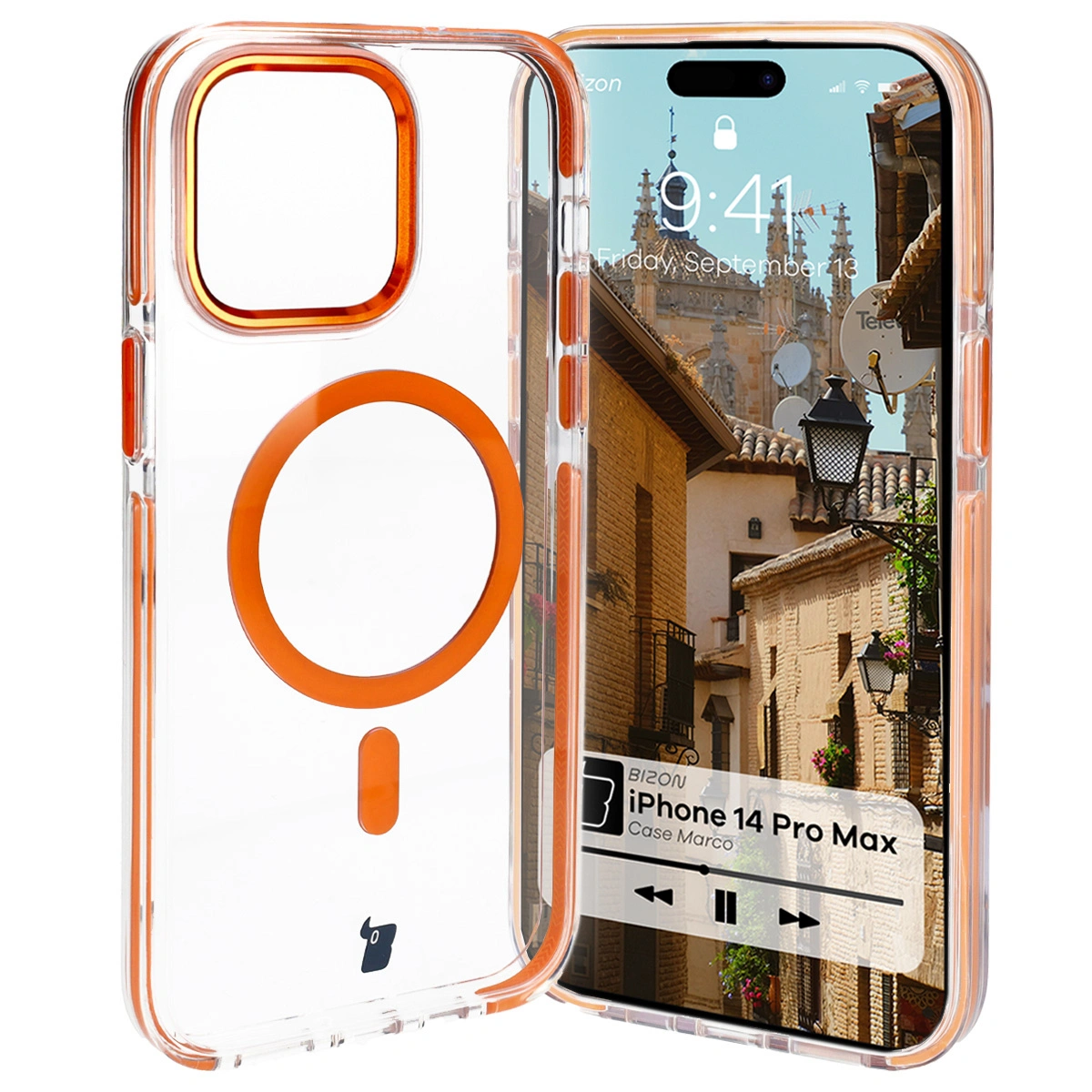 Bizon Case Marco Apple iPhone 14 Pro Max clear with orange frame