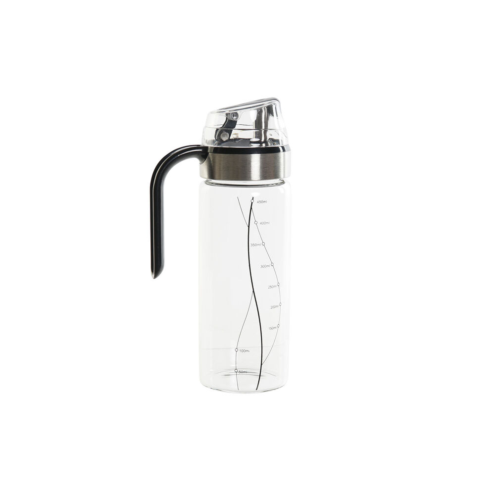 Cruet DKD Home Decor 10,5 x 7 x 22 cm Black Transparent Stainless steel 450 ml Borosilicate Glass