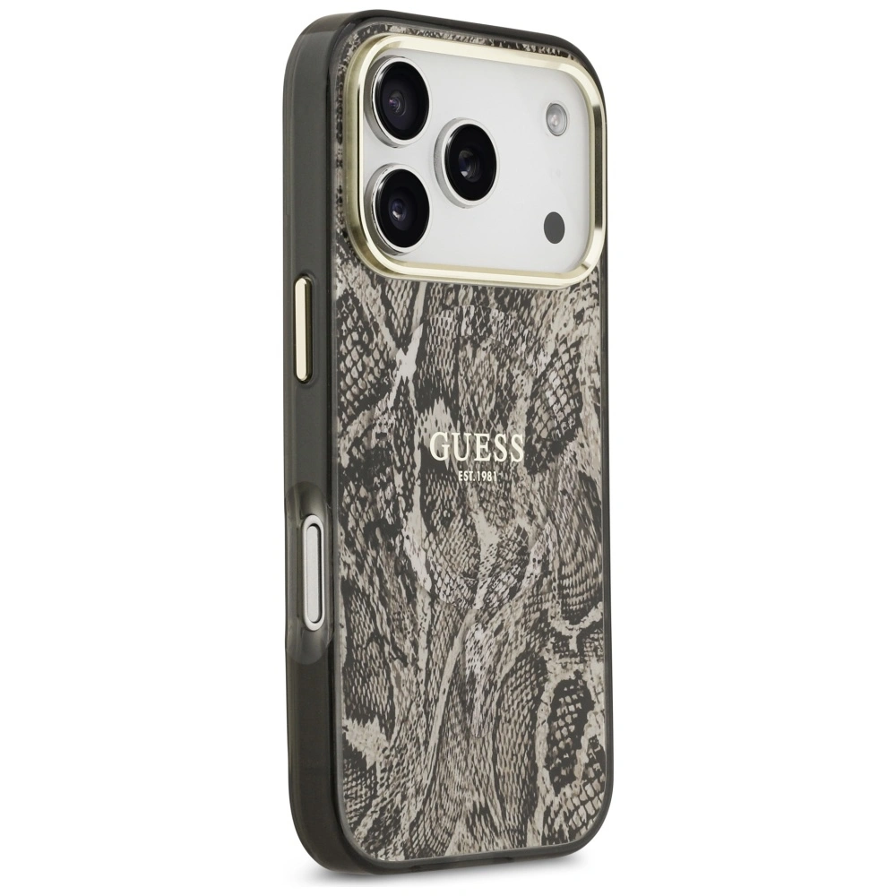 Etui Guess Python Pattern MagSafe do Apple iPhone 17 Pro Max brązowy