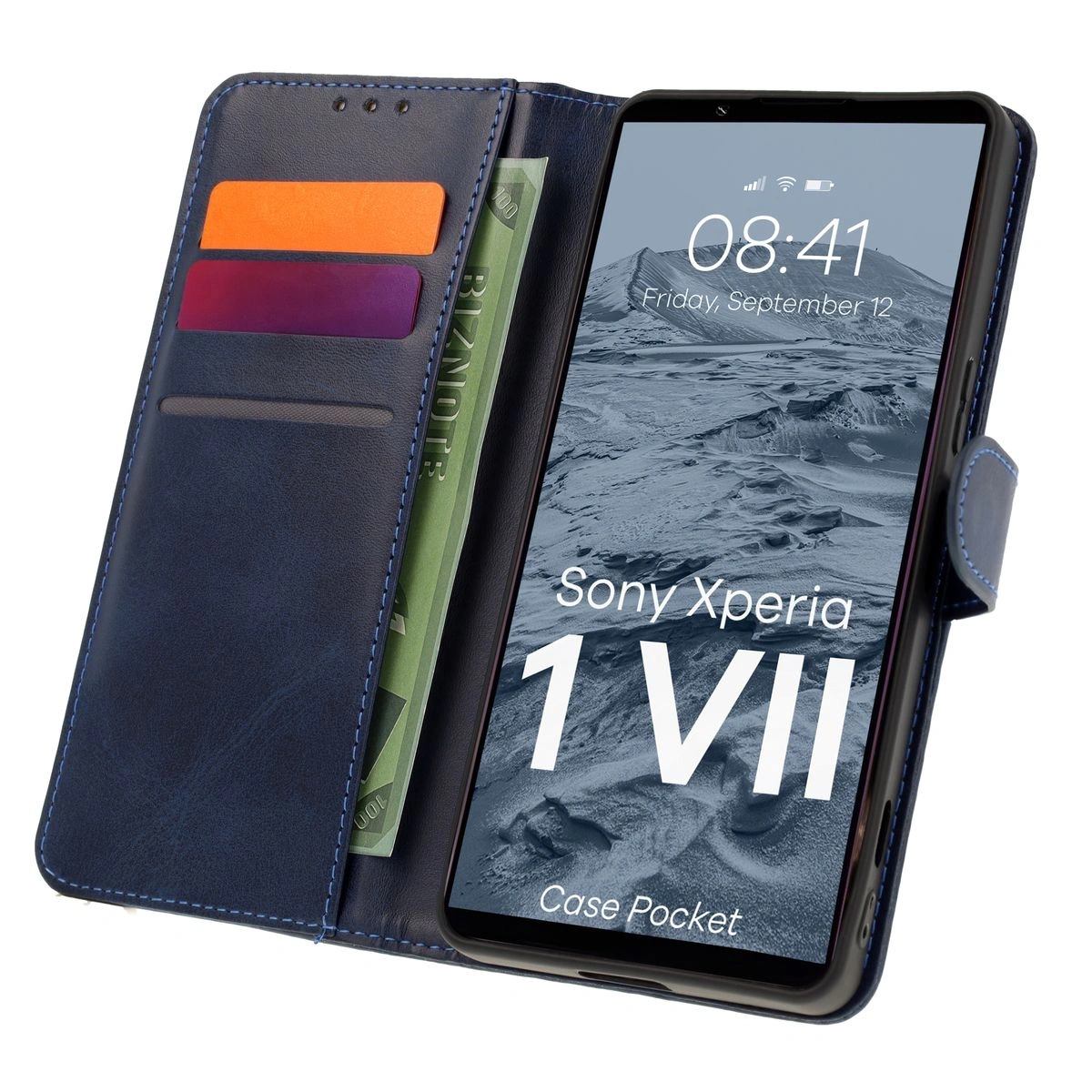 Etui z klapką Bizon Case Pocket do Xperia 1 VII granatowe