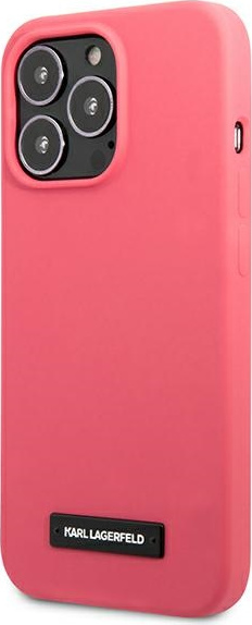 Karl Lagerfeld KLHCP13LSLMP1PI Apple iPhone 13 Pro hardcase fuchsia Silicone Plaque