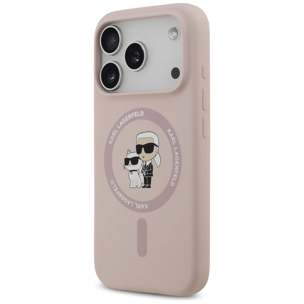 Etui Karl Lagerfeld Silicone Karl&Choupette Ring MagSafe do Apple iPhone 17 Pro różowy