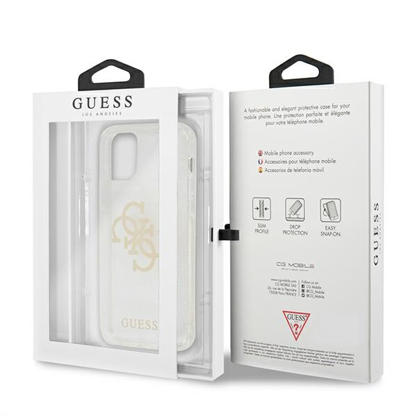 Guess GUHCP12LPCUGL4GTR Apple iPhone 12 Pro Max transparent hard case Glitter 4G Big Logo