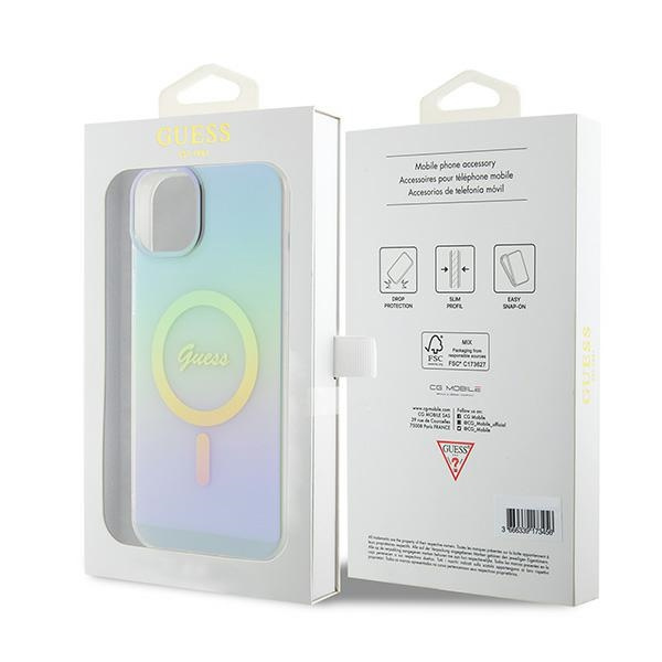 Guess GUHMP15MHITSQ Apple iPhone 15 Plus hardcase IML Iridescent MagSafe turquoise