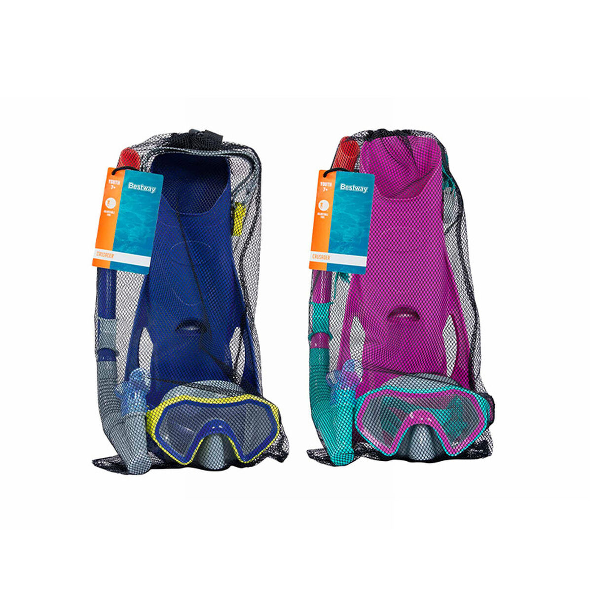 Diving Goggles with Snorkle and Fins Bestway 37-41 Blue (1 Unit)