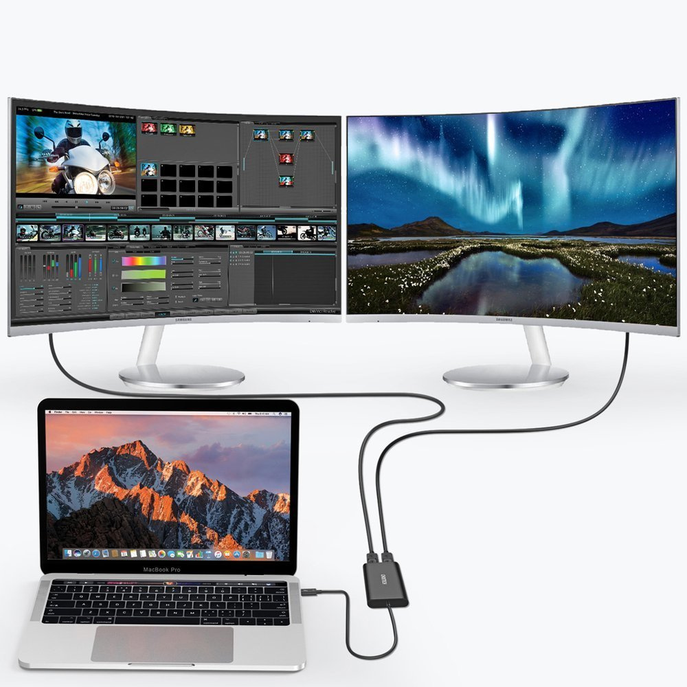 Choetech HUB-D03 HUB USB-C Thunderbolt 3 (40Gbps)/2xDisplayPort 4K 60Hz black