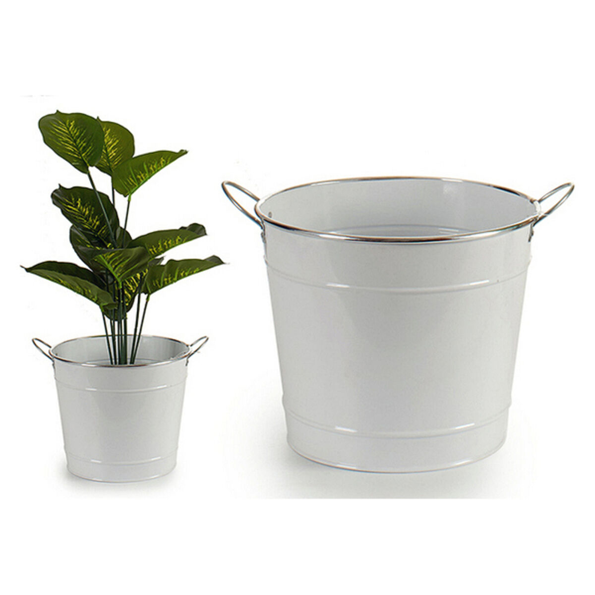 Bucket White Metal (27 x 23 x 34 cm)