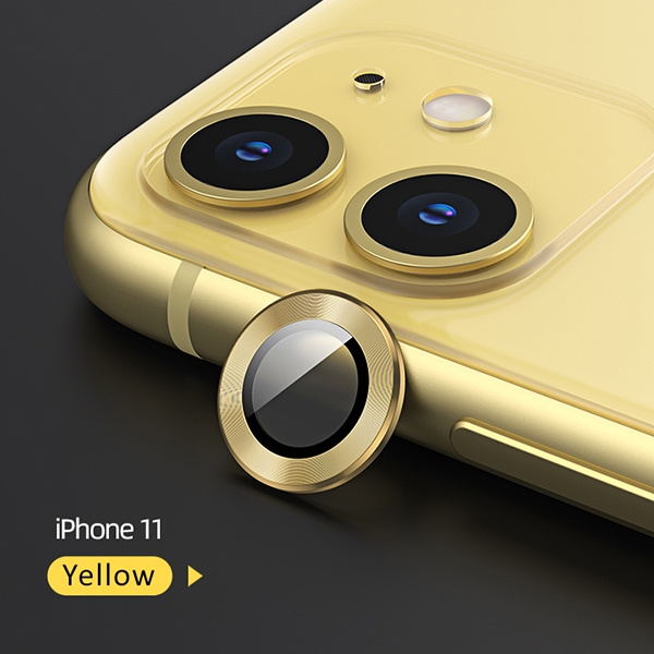 USAMS Camera Lens Glass Apple iPhone 11 metal ring yellow BH572JTT06 (US-BH572)
