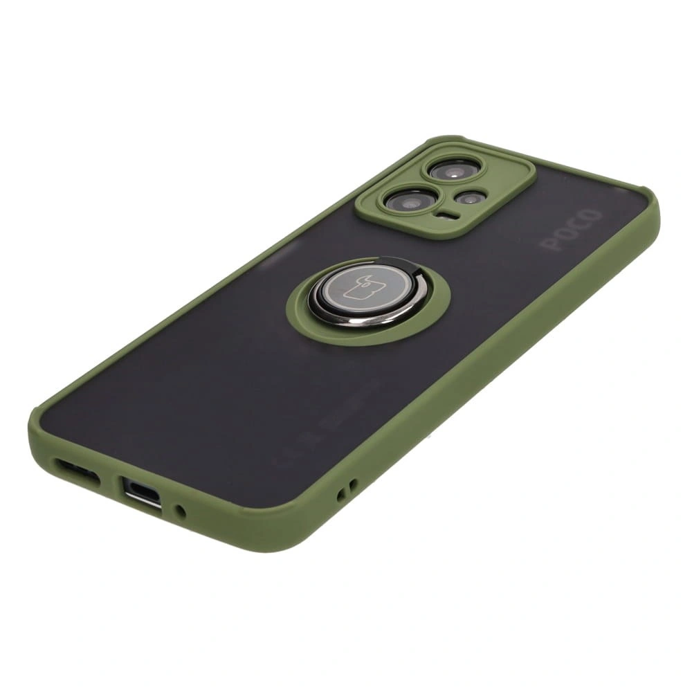 Bizon Case Hybrid Ring Xiaomi Poco X5 / Redmi Note 12 5G smoky with a green frame