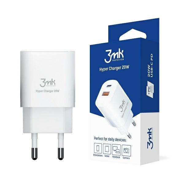 3MK HyperCharger 20W USB-C + USB-A PD 3.0 QC 3.0 white
