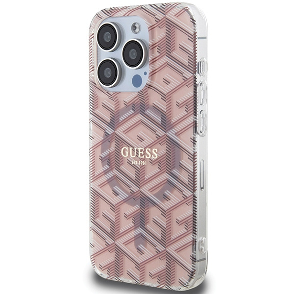 Guess GUHMP15XHGCUSTGP Apple iPhone 15 Pro Max hardcase IML GCube MagSafe pink