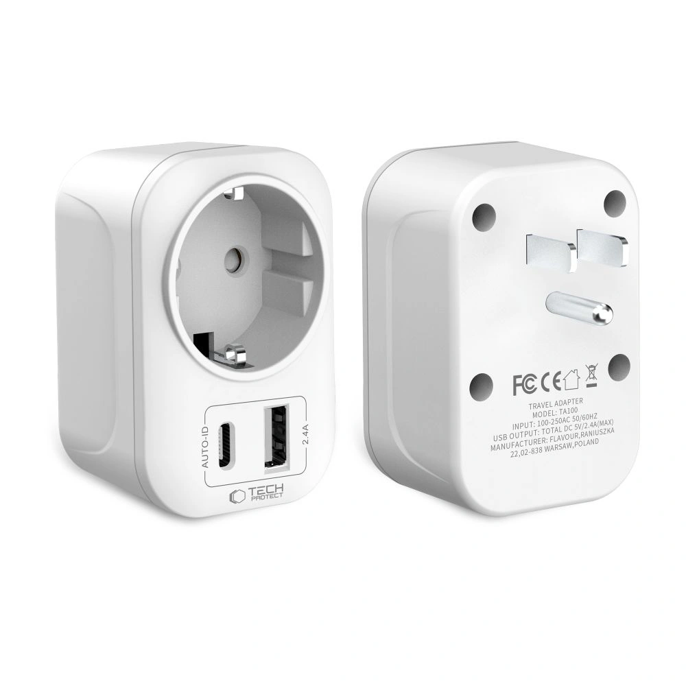 Adapter / przejściówka Tech-Protect TA100 Travel Adapter US / EU White