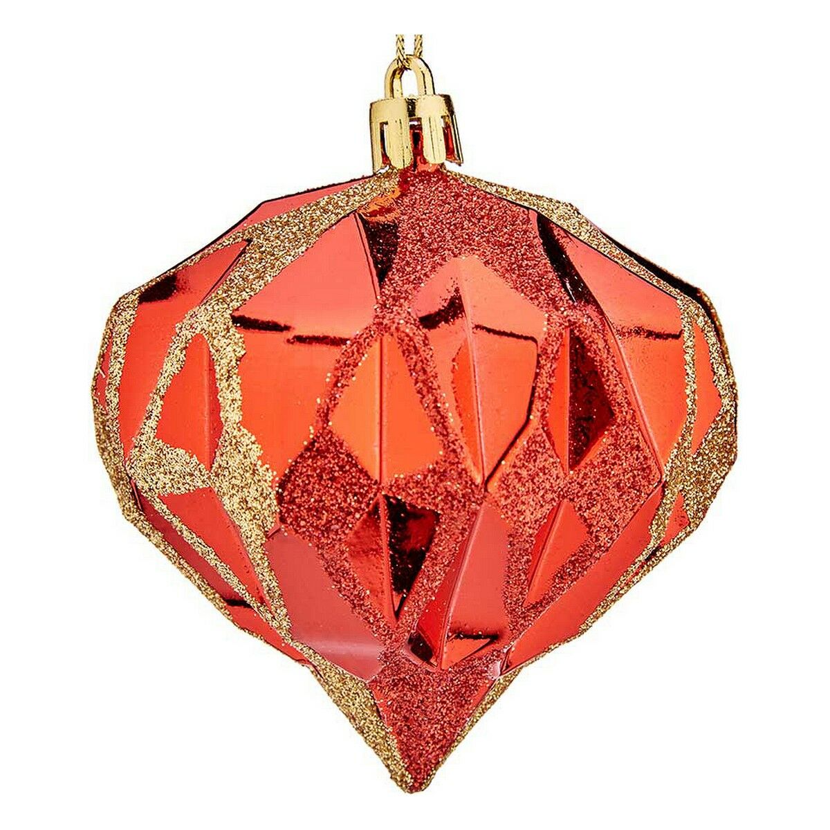 Weihnachtsbaumkugeln Diamant Ø 8 cm Rot Kunststoff 8 x 9 x 8 cm