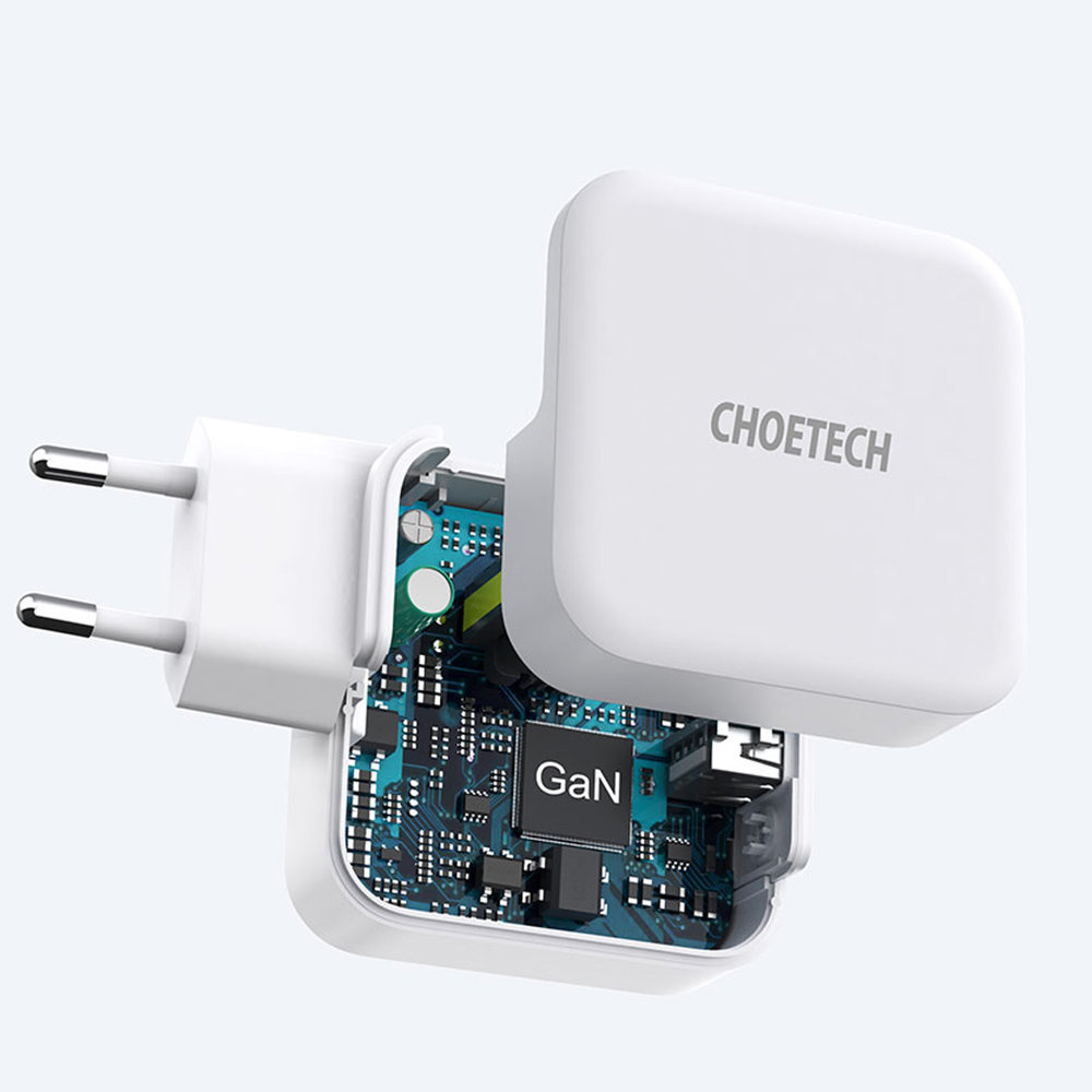 Choetech PD8002 GaN Wall Charger USB-C PD USB-A QC 3.0 65W 3,25A white