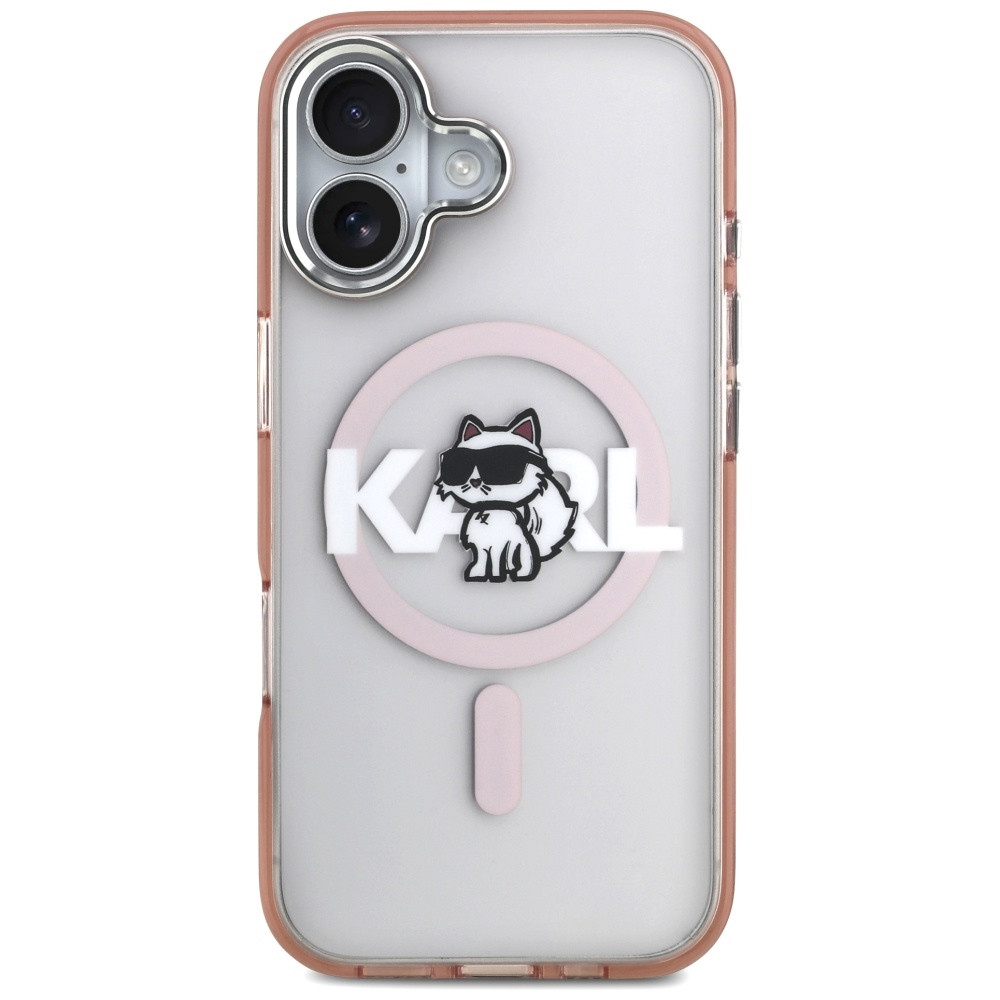 Etui Karl Lagerfeld IML Choupette Sketch Logo MagSafe do Apple iPhone 17 różowy