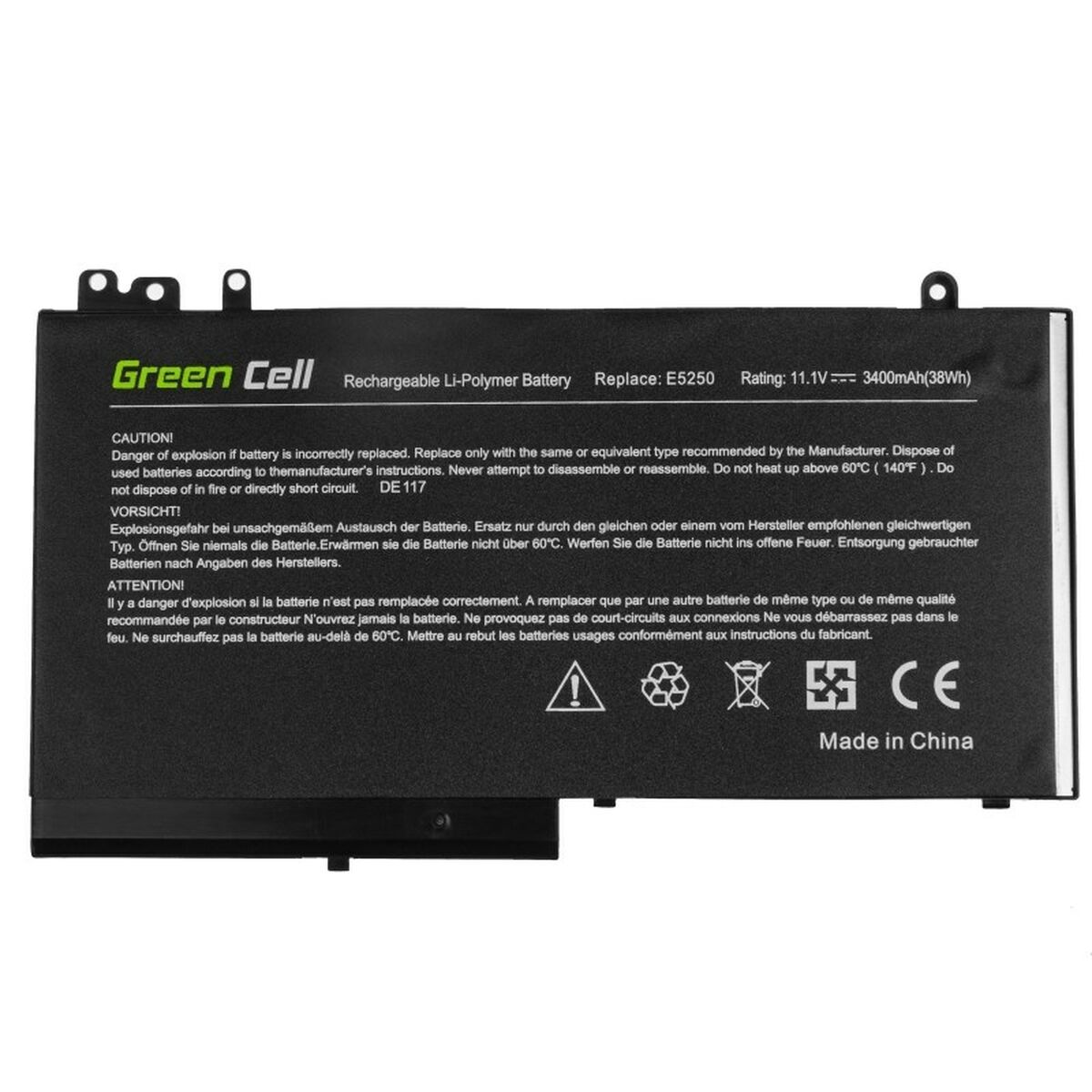 Notebook Battery Green Cell DE117 Black 3400 mAh