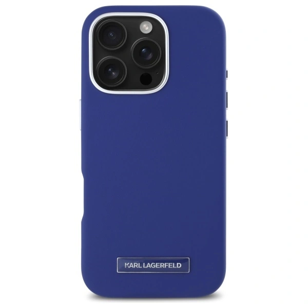Karl Lagerfeld KLHMP16LPGMSRPB Apple iPhone 16 Pro hardcase FW Metal Plate MagSafe blue