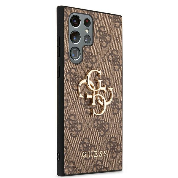Guess GUHCS22L4GMGBR Samsung Galaxy S22 Ultra brown hardcase 4G Big Metal Logo