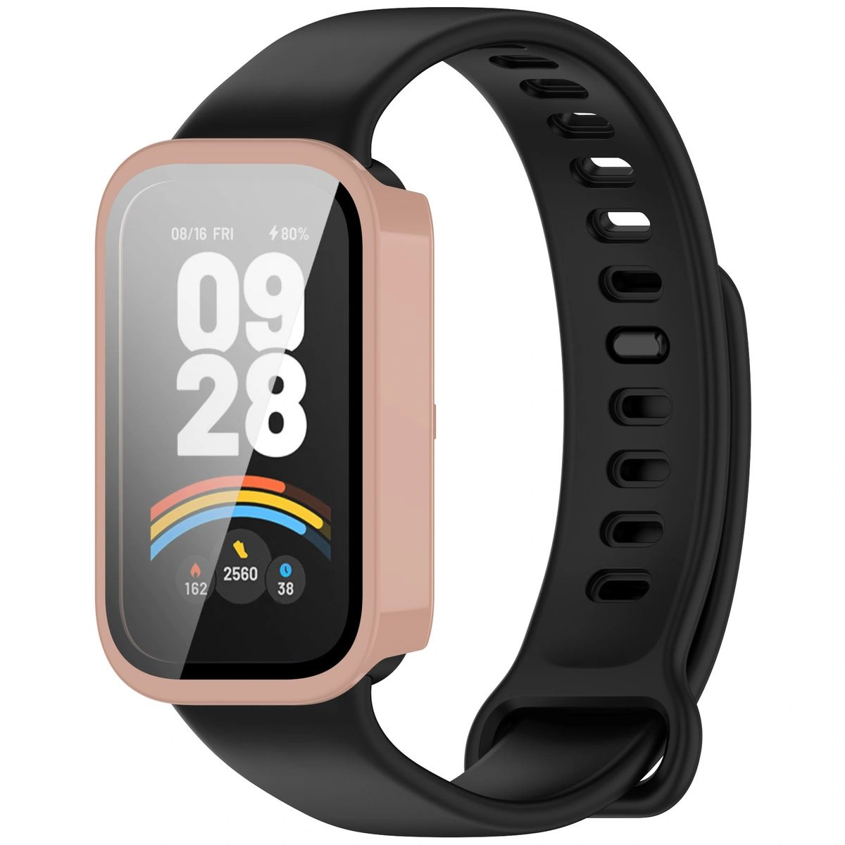 Bizon Case+Glass Watch Xiaomi Smart Band 9 Active / Redmi Smart Band 3 pink